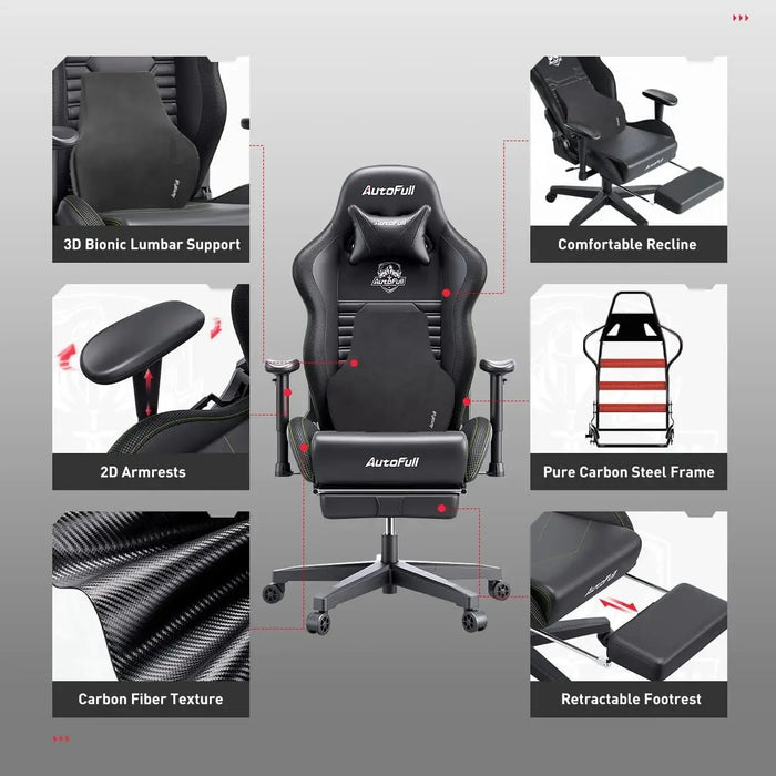 C3 Gaming Chair Office Chair Ergonomics Lumbar Support Racing Style PU Leather High Back Adjustable Swivel Task Chair