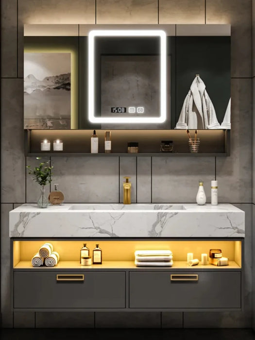 Bathroom Furniture Solid Wood Cabinet With Sink Wash Basin With And Mirror Vanity Toilet Simple Modern Washbasin Light Luxury Sl