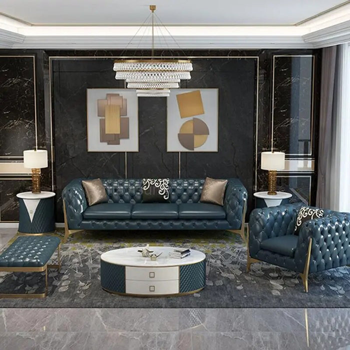 Single Living Room Real Genuine Leather Chesterfield Sofas For Large Villa Nordic Recliner Sofa Set HousehPatio Furniture