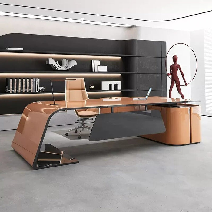 Luxury Console Conference Office Desks Storage Reception L Shaped Wooden Shelf Study Corner Mesa Escritorio Office Accessories