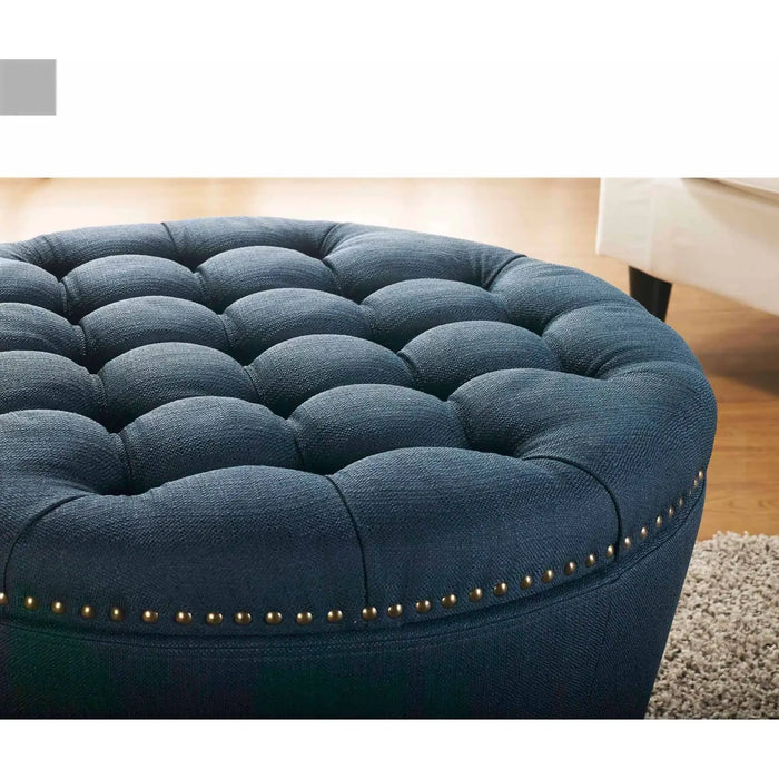 Better Homes and Gardens Round Tufted Storage Ottoman with Nailheads Gray  Sofa Couch  Muebles  Home Furniture
