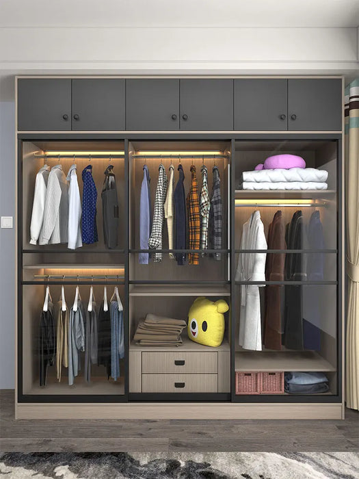 Sliding door modern two-door locker sub-bedroom sliding door multifunctional wardrobe