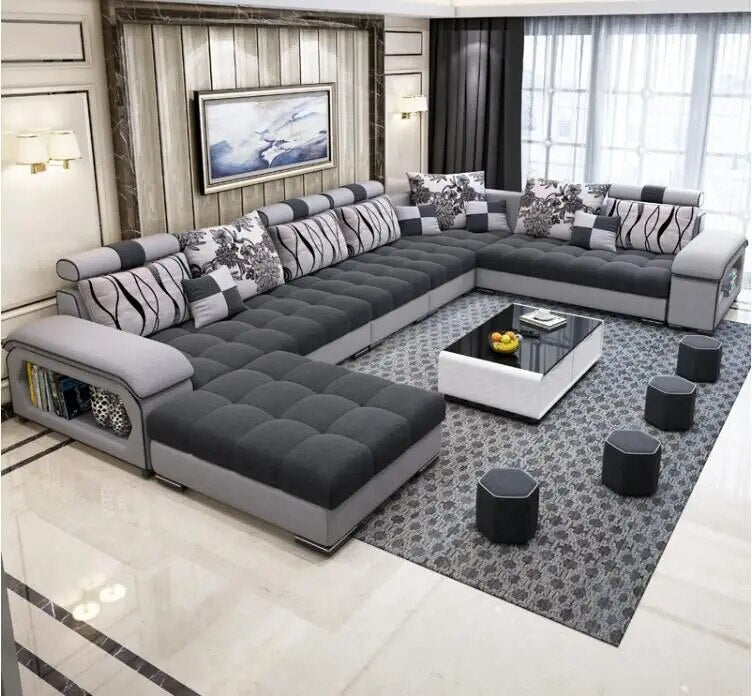 Hot Sale Living Room Fabric U Shape 7 Seater Furniture Sofa Nordic Set Luxury Modern Sofas