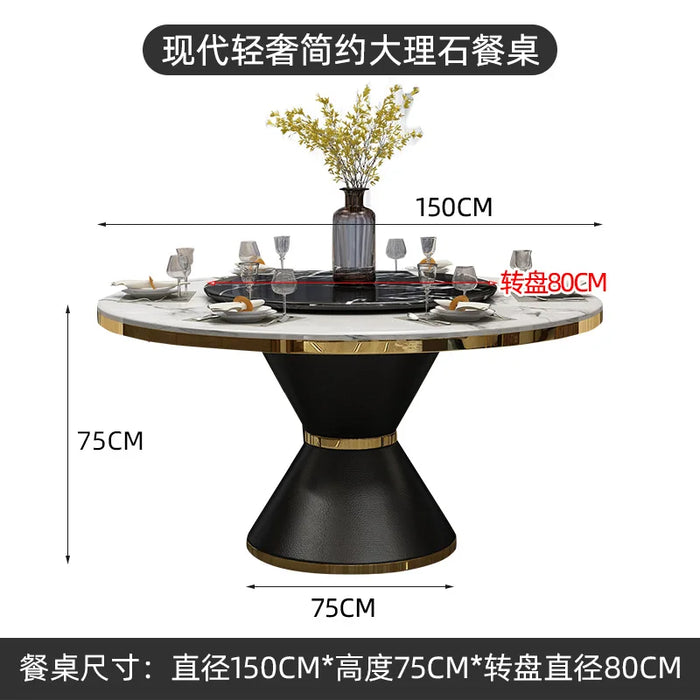 Nordic marble dining table and chair combination light luxury household dining table postmodern dining table with turntable roun