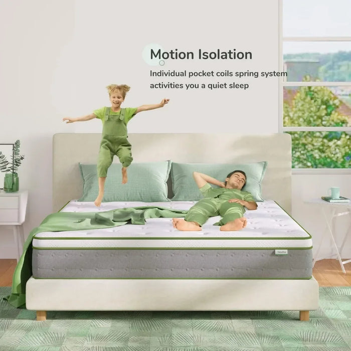 Queen Mattress, 12 Inch Hybrid Pillow Top Queen Size Mattress with Gel Memory Foam Coils Innerspring for a Peaceful Sleep