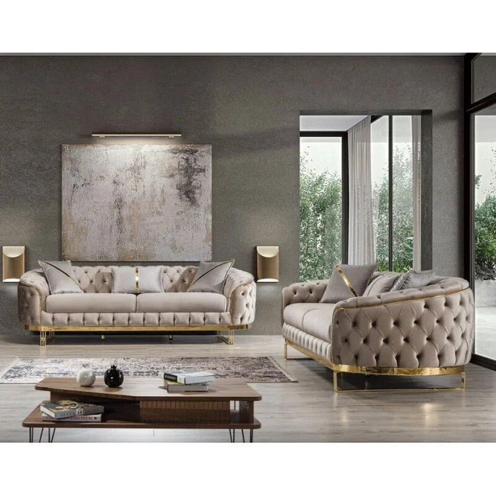 Light Fabric Sofa Set Furniture Veet 1- 3 Seat Honeycomb Stainless Steel Living Room Sofas For Home Hotel Minimalist