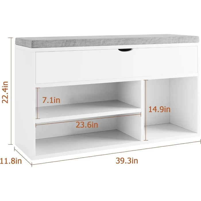 Shoe Storage Bench Rack With Comfortable Thickened Cushion Shoe rack Living Room Furniture Home Freight free