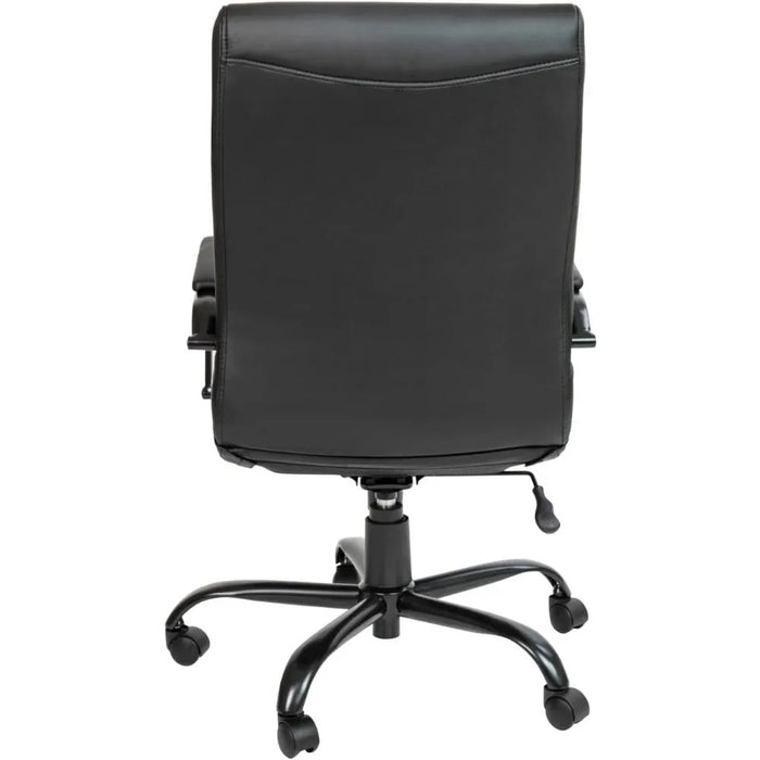 Back Desk Chair - Black LeatherSoft Executive Swivel Office Chair With Black Frame - Swivel Arm Chair Computer Cover Furniture