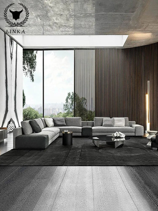 High-end Fabric Sofa Simple Modern Italian Corner Curved Living Room  Combination Set Nordic Style Furniture