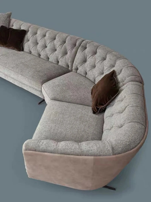 Light luxury sofa villa living room hotel Italian modern semi-circular combination leather sofa