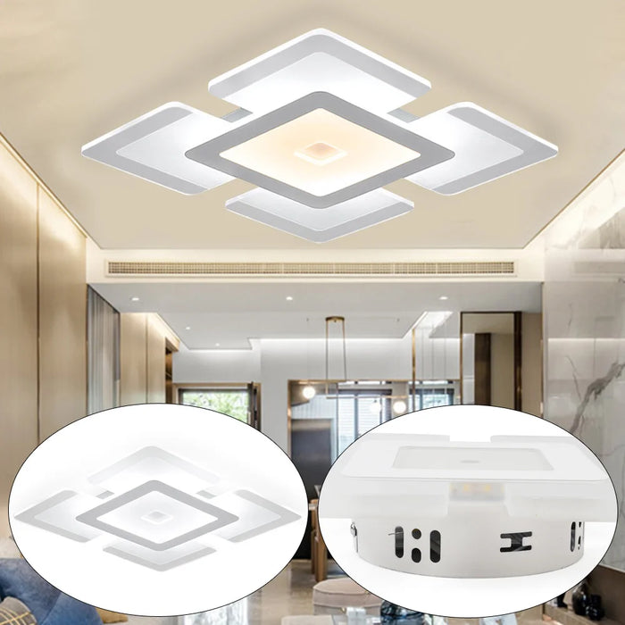 Modern Ceiling Light LED Flush Mount Lamp Hall Chandelier Living Room Lighting Fixture Room Decor Light Kitchen Square