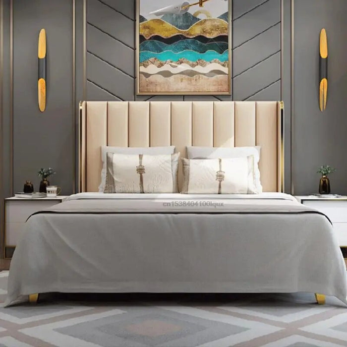 European Style Solid Wood King And Queen Size Bed For Bedroom Furniture Comfortable Upholstered High Quality Double Bed Set 