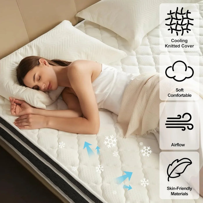 12 Inch Queen Mattresses Hybrid in a Box with Gel Memory Foam, Individually Wrapped CertiPUR-US Certified, Medium Firm Mattres