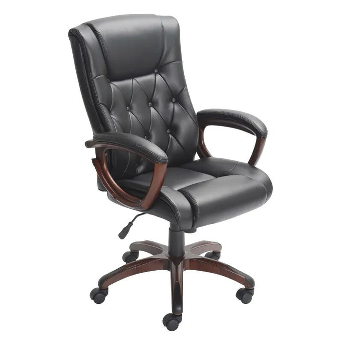 Executive, Mid-Back Manager's Office Chair with Arms, Black Bonded Leather