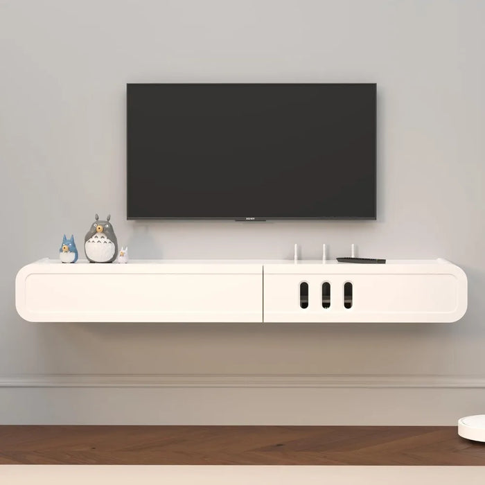 52'' High Gloss Wall Mounted TV Cabinet, Floating TV Shelves，Modern Entertainment Media Console Center Large Storage TV Bench