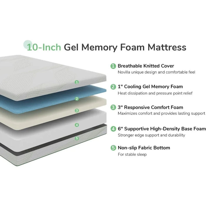Memory Foam Mattress Queen Size 10 Inch Mattresses Cooling Queen Size Mattress in a Box for Back Pain Relief Beds and Furniture