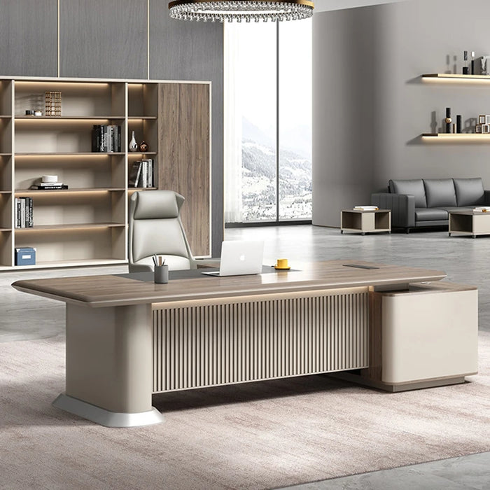 Light Luxury Boss Desk Simple Modern High-end Square Manager Leadership Desk General Manager Office Furniture Desk Combination