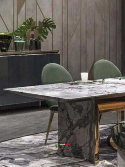 Light Luxury Dining Table round Arc Marble Rectangular Dining Table Villa Designer Long Table for 8 People
