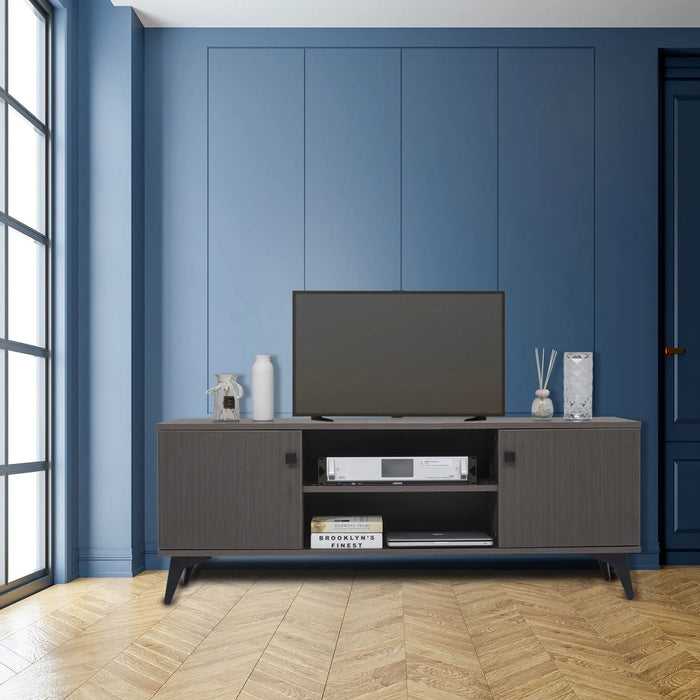 Mid-Century TV Stand with Cabinet Wood Storage TV Console Table,Retro Media Entertainment Center for Living Room Furniture