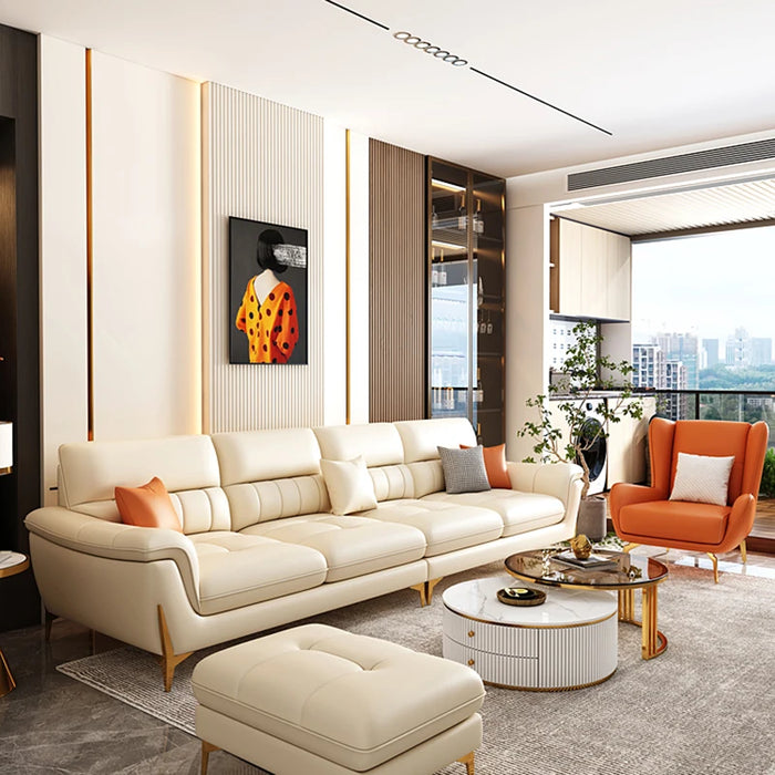 Genuine Leather Sofa Cushion Soft Nordic Loveseat Floor Sofa Modern Chaise Lounge Sillon Relax Reclinable Para Salon Furniture