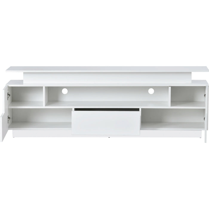 5 Pieces Floating Functional TV Stand Set for 75+ in. TV, Wall Mounted Entertainment Center with 16-color LED Light Strips