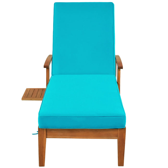 2&1pcs Solid Wood 78.8" Chaise Lounge Patio Reclining Daybed with Cushion Wheels Sliding Cup Table for Backyard Garden Poolside