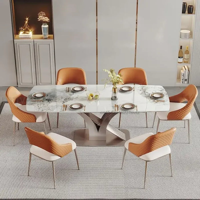 Modern Bright Slate Retractable Dining Table Minimalist Small Apartment Rectangular Foldable Table And Chair Home Combination