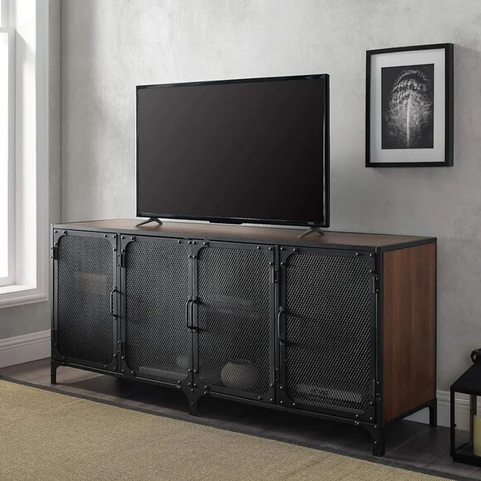 4 Door Metal Mesh Tv Console Home Furniture for Modern Television Suitable for Up to 65" Tv Wall Cabinet 60" Stand Living Room
