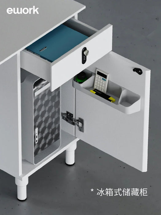 Staff white desk, 6 people, simple screen, work station, office computer desk and chair combination, 4-seat furniture