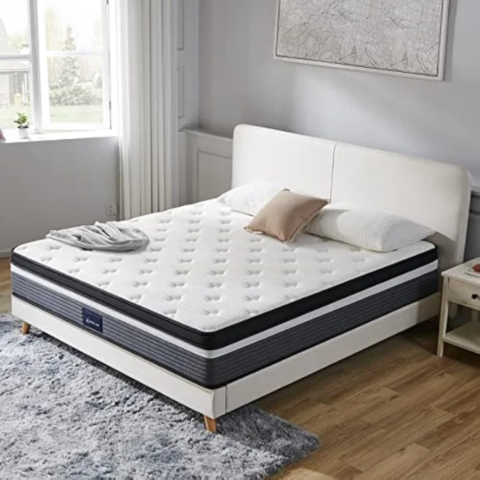 S SECRETLAND Queen Mattress, 12 Inch Cooling-Gel Memory Foam and Individually Pocket Innerspring Hybrid Mattress, Queen Bed Matt