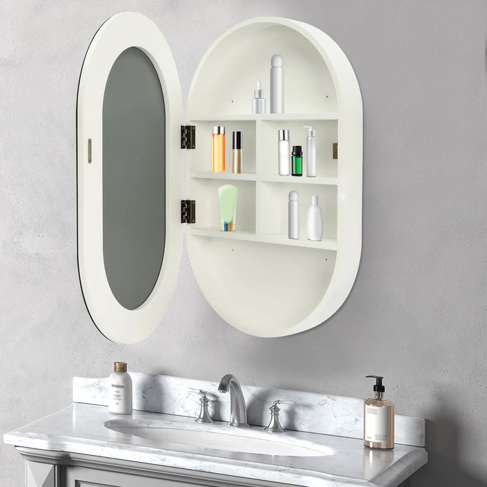 Mirror Medicine Cabinet Oval Cabinet Mirror, Bathroom Wall Storage Cabinet Mirror Gold/Black/White
