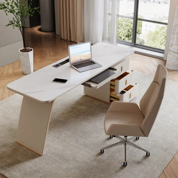 Home White Desk Table Drawer Study Gaming Executive Desk Table Minimalista Moden Meuble Bureau Avec Tiroirs Library Furniture