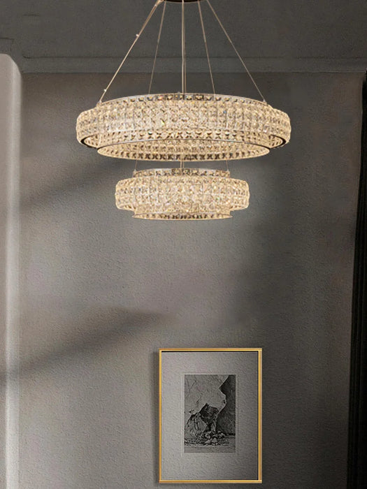 Luxury Round Ceiling Chandeliers Crystal Home Decor Modern Hanging Light Ceiling Suspension Lamps for Living Room Lustres