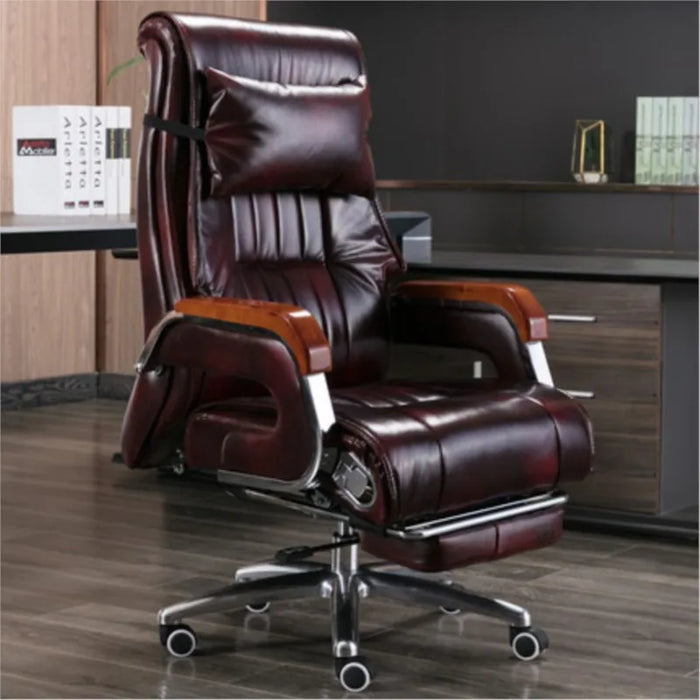 Kanbani Cowhide Boss Executive Business Office Chair Reclining Massage  Comfortable Sedentary Chair Free Shipping