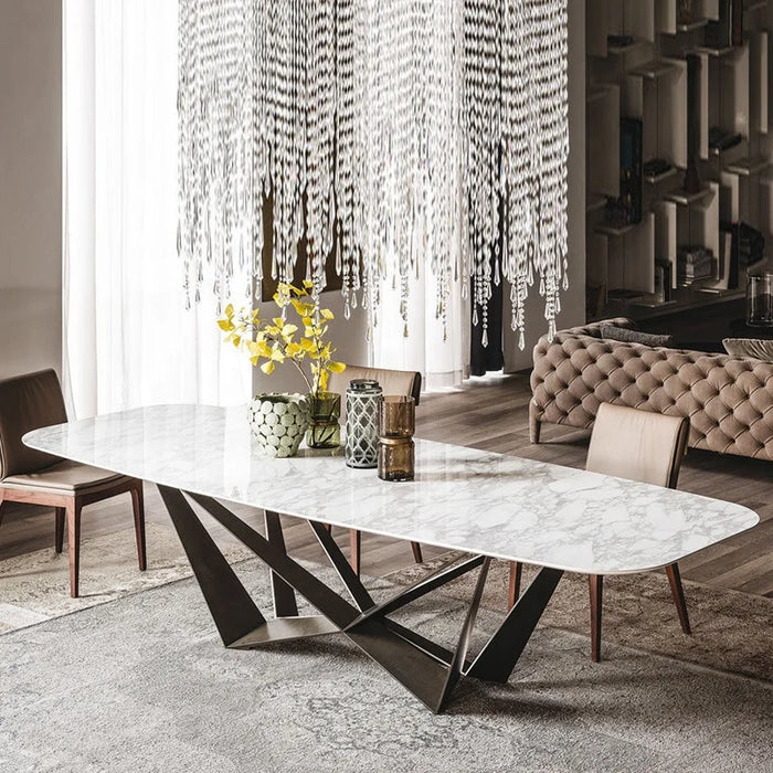 New Luxury Italian Leather Dinner Dining Table And Chairs 6 Luxury Dinning Chairs Modern Marble Dining Room Furniture Table Set