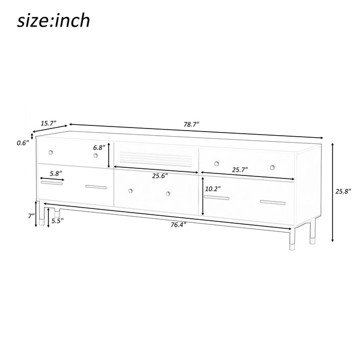 Modern TV Stand for 75+ Inch TV, Entertainment Center with Storage, Media Console Table for Living Room
