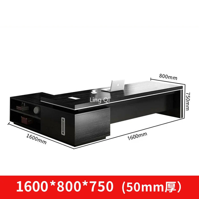 Light Luxury Minimalist Office Desk Black Executive Home L Shaped Computer Desk Reception Floor Mesa Escritorio Office Furniture
