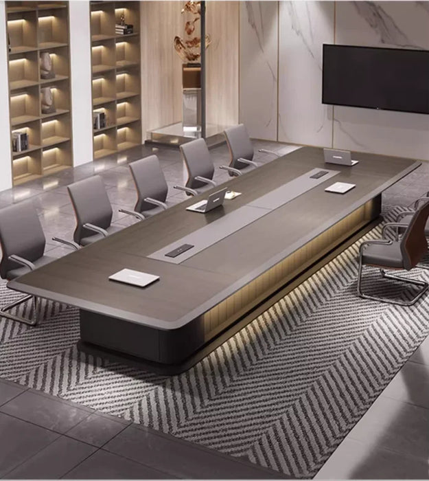 Large office conference table Long table Modern conference room negotiation table High-end light luxury lacquered furniture