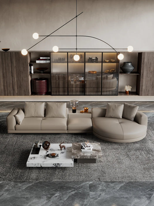 Customized Italian minimalist sofa Italian high-end grand villa large living room modern luxury leather sofa
