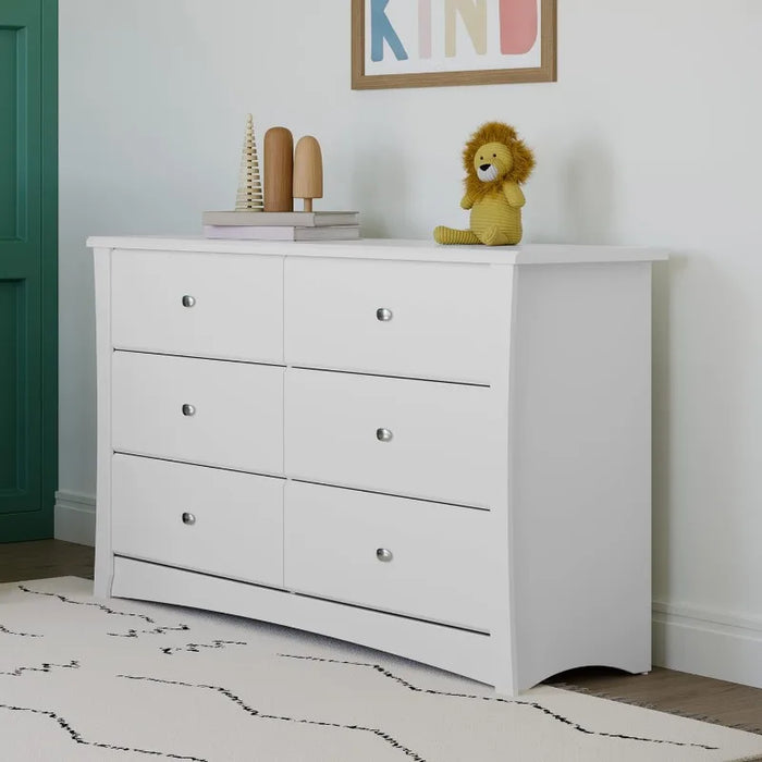Crescent 6 Drawer Double Dresser  Kids Dresser Drawer Organizer For Nursery, Chest of Drawers