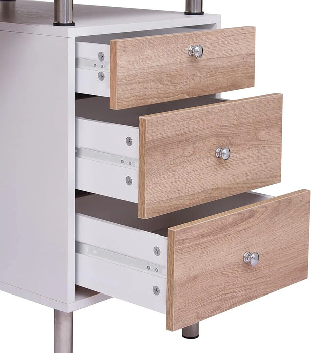 Elsy 3-Drawer Contemporary Two-Tone Small Desk with Storage, Computer Table Desk with Drawers for Home, Office Desk with