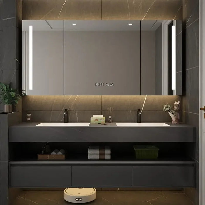 Modern Minimalist Bathroom Cabinets Slate Integrated Seamless Washbasin Bathroom Vanity Cabinet with Sink Bathroom Furniture