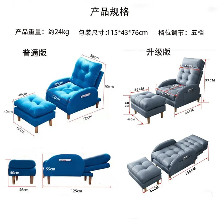 Single Break Living Room Sofas Lazy Back Adjustable Recliner Sofa Nordic Luxury Chair Divani Da Soggiorno Home Furniture WK50SF