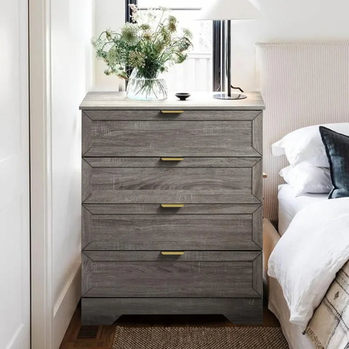 4 Drawer Dresser, 37inch Tall Dresser Chest with Large Drawer, Wood Nursery Dresser Storage Cabinet Organizer Unit for Bedroom