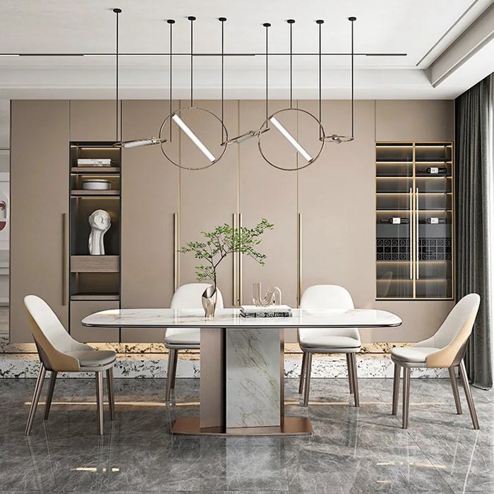 Light luxury rock plate dining table Modern simple rectangular table high-end design home living room dining table