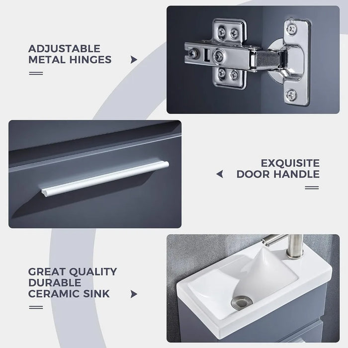 Suitable for Small Spaces Washbasin for the Bathroom Furniture 16" MDF Bathroom Vanity and Sink Combo White Ceramic Vessel Sink