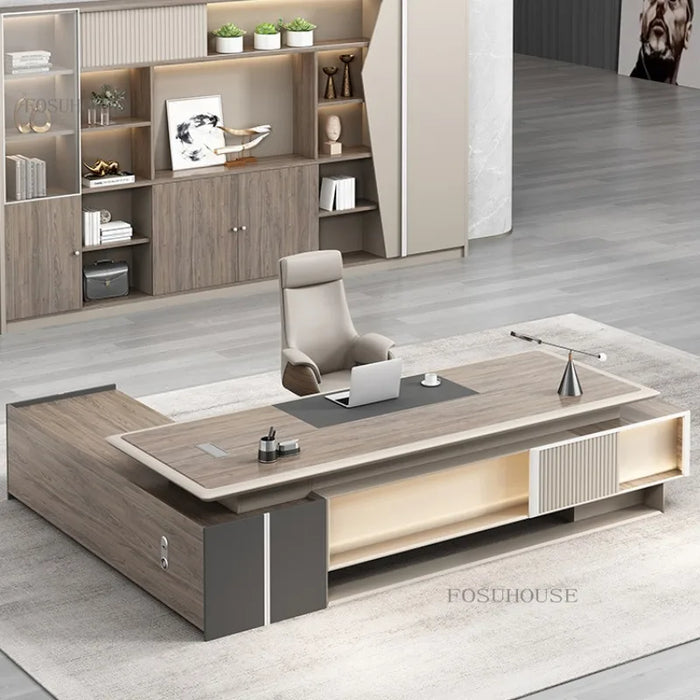 Italian Office Boss Desks Table Simple Modern President Desk Office Furniture Large Manager Computer Desk and Chair Set K
