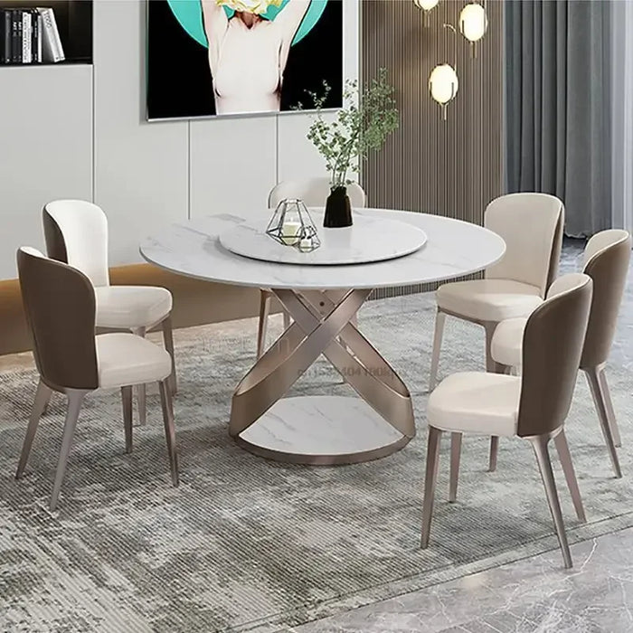 Nordic Large Circle Dining Table With Turntable European Style Modern For Restaurants Cafe Dining Room Furniture