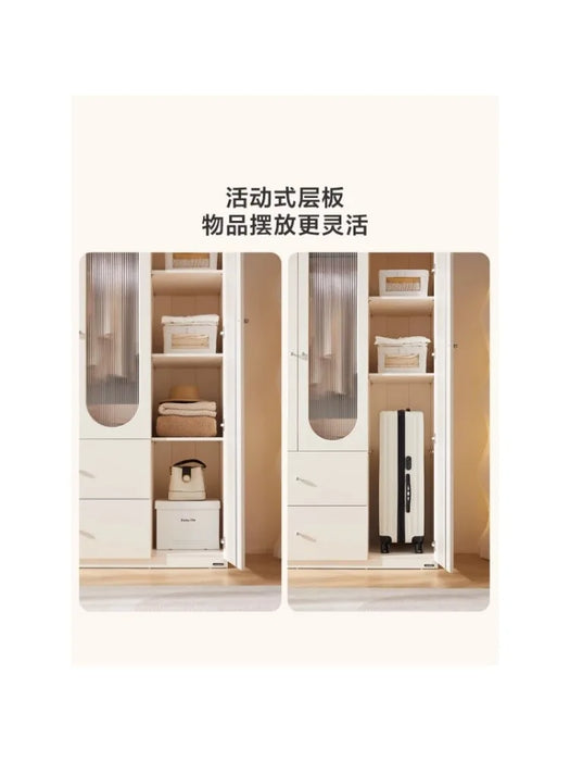 Bedroom and Household Wardrobe Glass Door Wardrobe