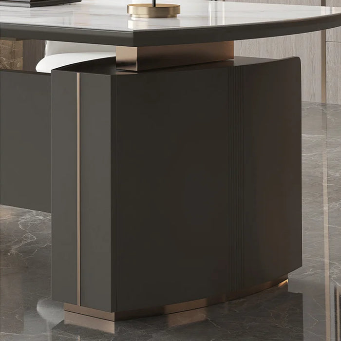Light Luxury Glossy Rock Panel Office Desk And Chairs Baked Lacquer Boss Desk Simple Modern Writing Desk President Desk